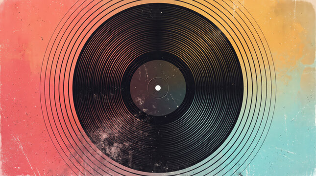 Vinyl record lo fi vintage background music retro analog turntable album cover warm gradient. Abstract gradient texture wallpaper. modern retro digital inspiration, soft blur grainy noise effect