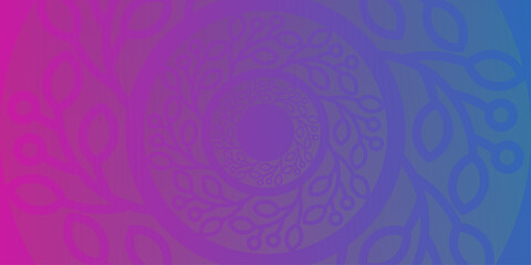 Fototapeta premium Floral mandala ornament background. Pink to purple gradient vector illustration. Round mandala template with place for text.