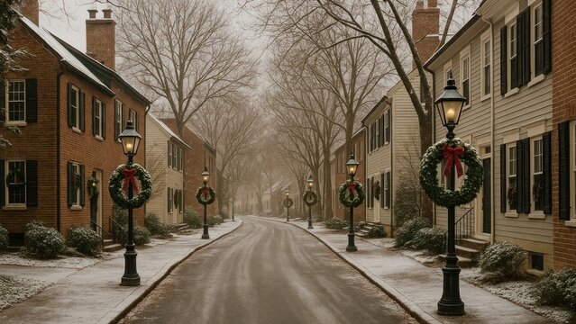 Charming winter street scene.