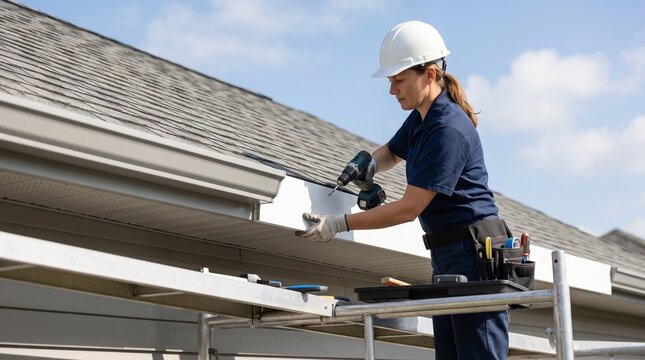 Roofing repair contractor, replacing damaged fascia, residential roof edge restoration, safe professional exterior maintenance for storm damage and property care