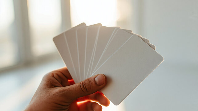 Close up of a hand holding white cards reading logical fallacies on a bright clean well lit background philosophy concept critical thinking cognitive bias reasoning errors
