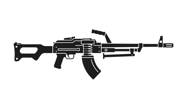 Black silhouette of a light machine gun firearm.