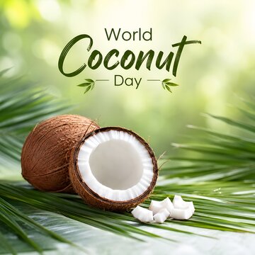 World coconut day celebration with open coconut