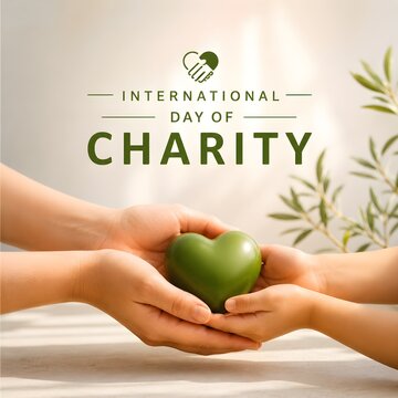 Hands holding heart-shaped globe for charity day