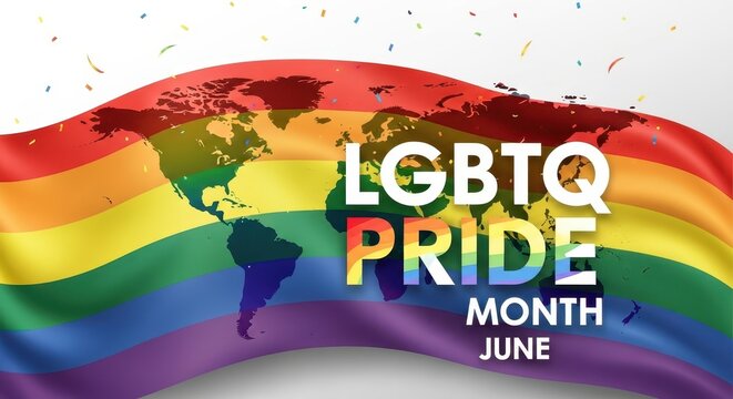 Colorful LGBTQ Pride Month Celebration Banner.