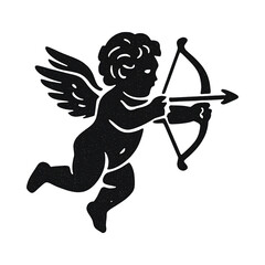 Fototapeta premium PNG Silhouette cupid with bow