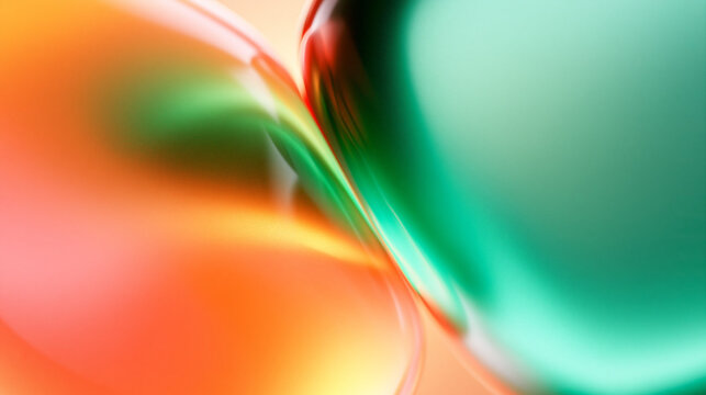 Abstract Green and Orange Fluid Glass 3D Background