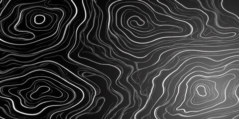 Dark modern topographic map contour line texture with topography abstract geography cartography elevation landscape visualization structure creative monochrome navigation detailed analysis © MOHAMAD