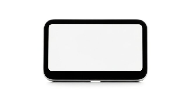 Modern Rectangular Electronic Device with Blank White Screen, Isolated on White Background, Minimalist Design