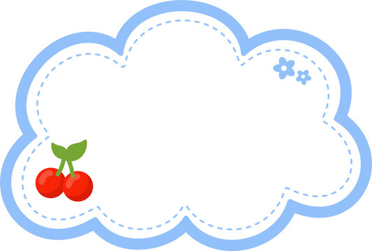 Cute Cherry Cloud Shaped Label with Blue Decorative Border