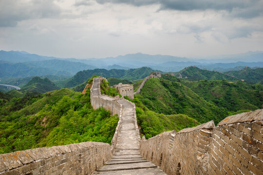 Jinshanling Great Wall Winding Along Mountain Ridges in Hebei, China