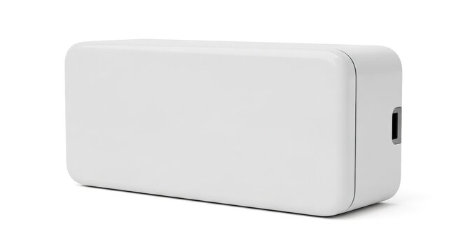 Modern White USB-C Power Adapter Charger, Isolated on White Background, Clean Design