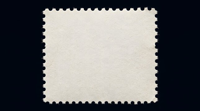 A plain white square stamp with perforated edges on a dark background for labeling or branding purposes.