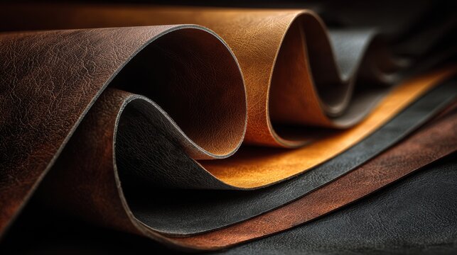 Abstract leather texture waves with curved luxury surface for elegant fashion and product photography.
