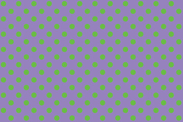Green colour polka dots pattern over Medium Purple colour useful as a background. © Pisan