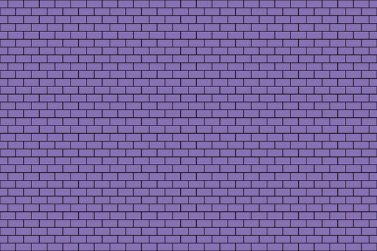 Medium Purple color rectangular block pattern framed in black. Brickwork construction. Seamless pattern wall.