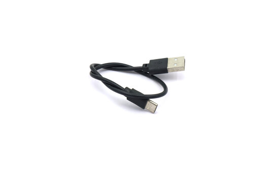 Black USB cable for charging communication devices.