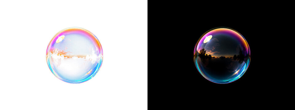 シャボン玉 PNG 透明 切り抜き 泡 球体 リアル 石鹸 水 光沢 クリスタル デザイン イラスト 素材.