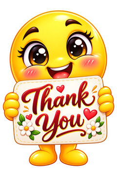 Thank you emoji with greeting card for appreciation messages and stickers.