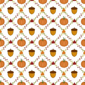 Autumn Pumpkins and Acorns Pattern