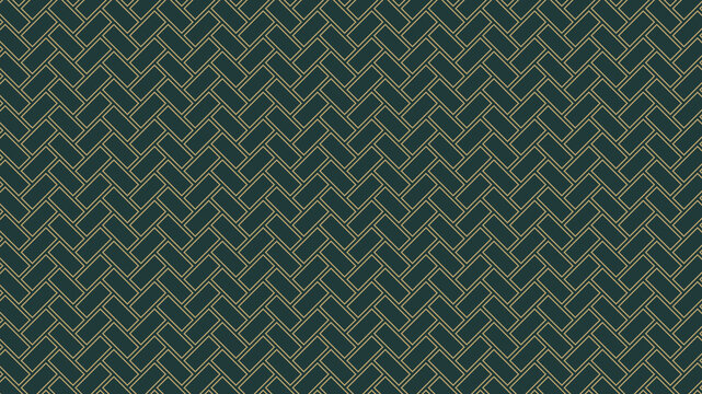 Dark green gold herringbone brick pattern seamless geometric texture design
