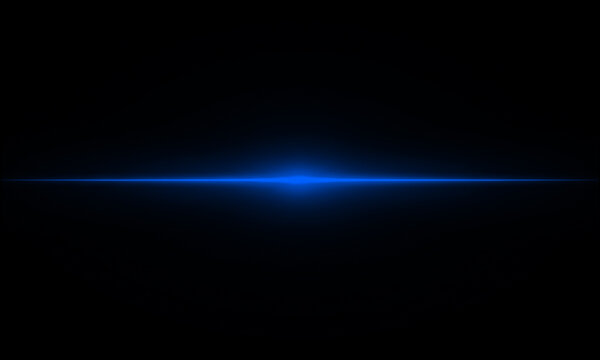 Abstract blue light streak or laser beam isolated on black background