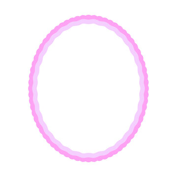 Soft Pastel Pink and Lavender Oval Decorative Frame with Wavy Border
