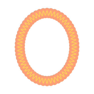 Orange and Peach Scalloped Oval Decorative Frame with Yellow Wavy Border