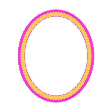 Colorful Double Ring Oval Decorative Frame with Pink Yellow and Purple Border