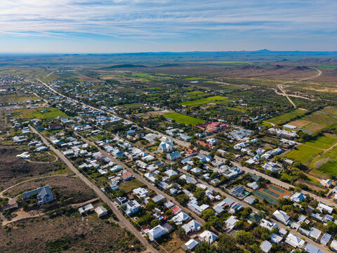 Aerial view of small Karoo town in South Africa, Prince Albert