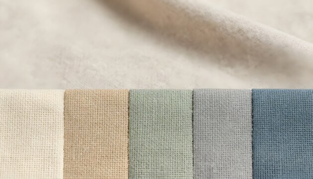 Sleek modern linen background template presenting tactile fabric depth and massive horizontal negative space for lifestyle product promo banner