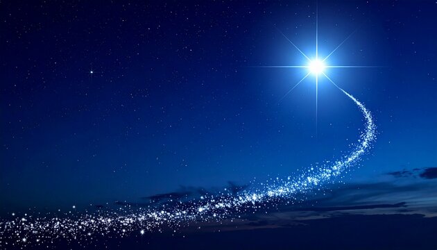夜空を流れる光の軌跡と輝く星のクリスマス背景