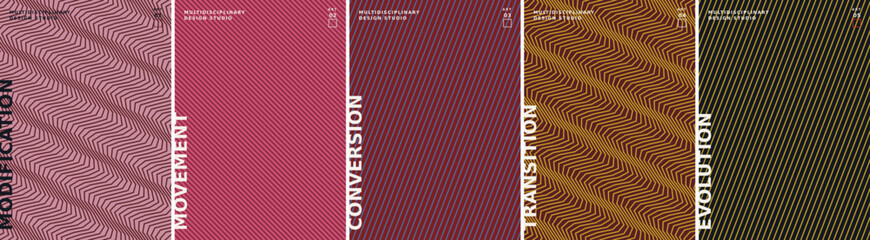 Fototapeta premium Abstract multidisciplinary design studio set featuring wavy and linear patterns geometric abstract