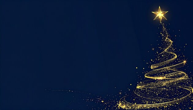 黒地に金色の光の軌跡と星が輝くクリスマス背景
