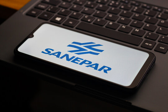 In this photo illustration, the Sanepar (Companhia de Saneamento do Paran&aacute;) logo is seen displayed on a smartphone screen.