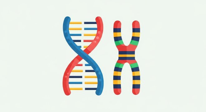 Colorful DNA and Chromosome Illustration for Science.