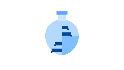 Fototapeta premium Blue chemistry flask icon representing laboratory science and research