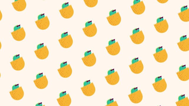 Dinosaur egg seamless pattern looping animation