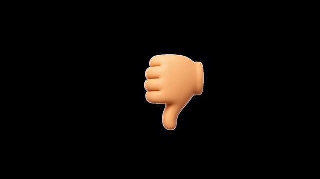 3d Thumbs Down Dislike Animation with Transparent Background - 4K Landscape Horizontal