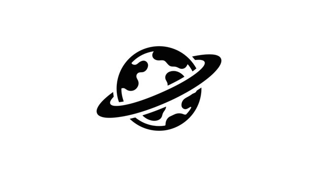 Graphic planet with rings and surface details