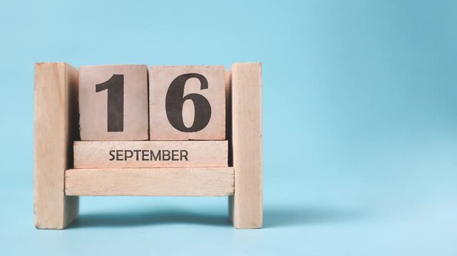 Month of September wooden block calendar timelapse.