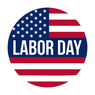 Labor day badge with usa flag design, patriotic holiday celebration emblem isolated on transparent background