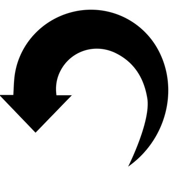 Curved black arrow icon indicating repeat or refresh action with direction, interface