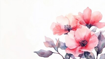Fototapeta premium Soft Watercolor Pink Floral Arrangement Isolated on White