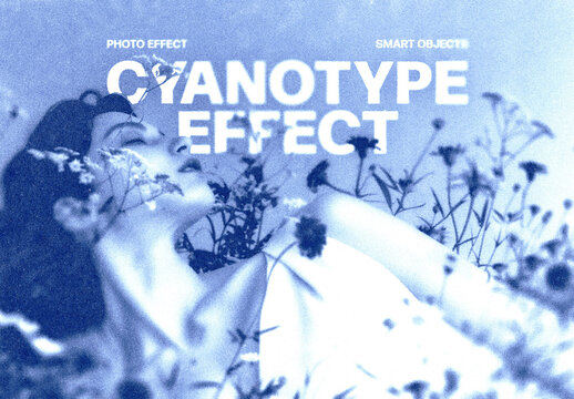 Cyanotype Photo Effect For Poster And Social Media Design