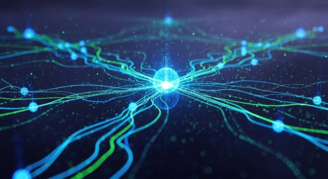 digital network connection glowing technology