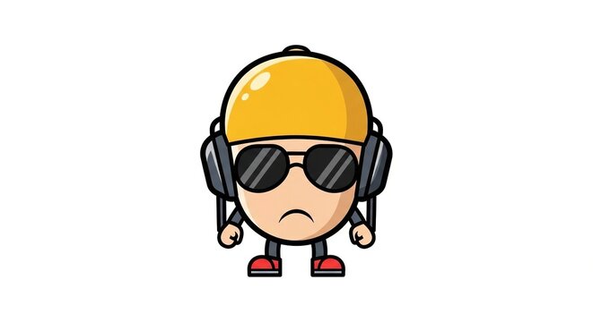 Cool Cartoon Character with Headphones and Sunglasses