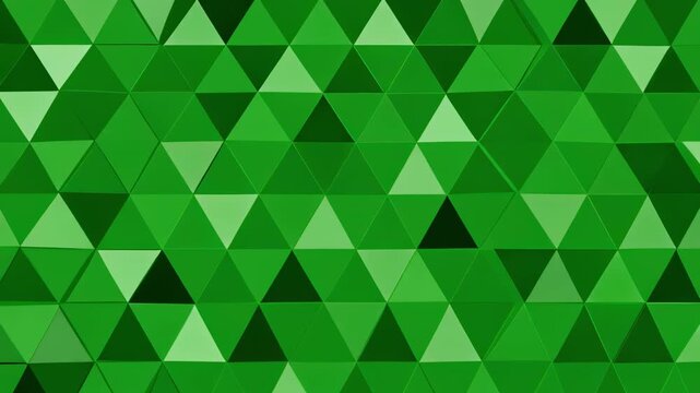Green triangles geometric pattern motion background with copy space for text overlay