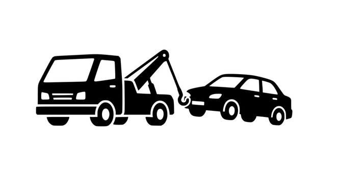 Disabled Car Towing Recovery Flat Editable Website Sticker Vector Icon