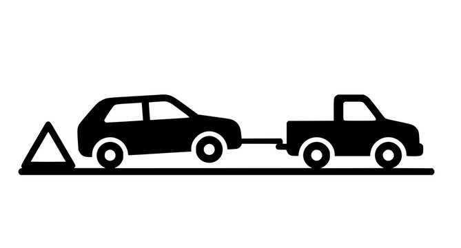 Car Towing Roadside Assistance Editable Flat Website Sticker Vector